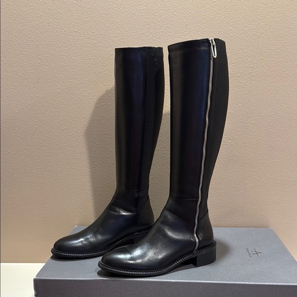 Aquatalia Ocala Italian Leather Weatherproof Elegant Black Riding Boots - Picture 10 of 14